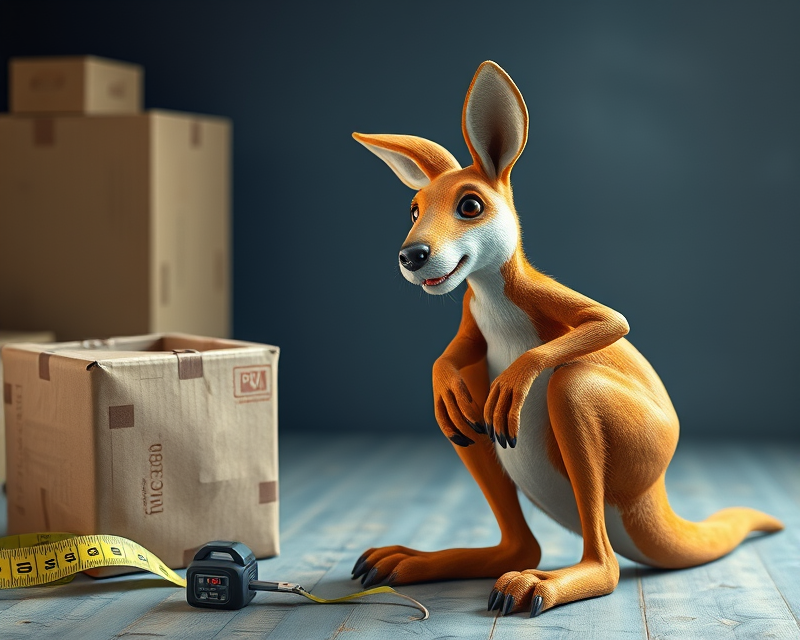 box, kangaroo, mickey mouse, tape measure